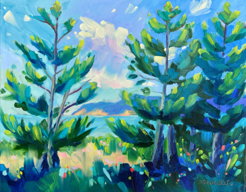 Pines at the Beach painting by Stephanie Schlatter