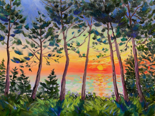 Through the Trees Painting by Stephanie Schlatter