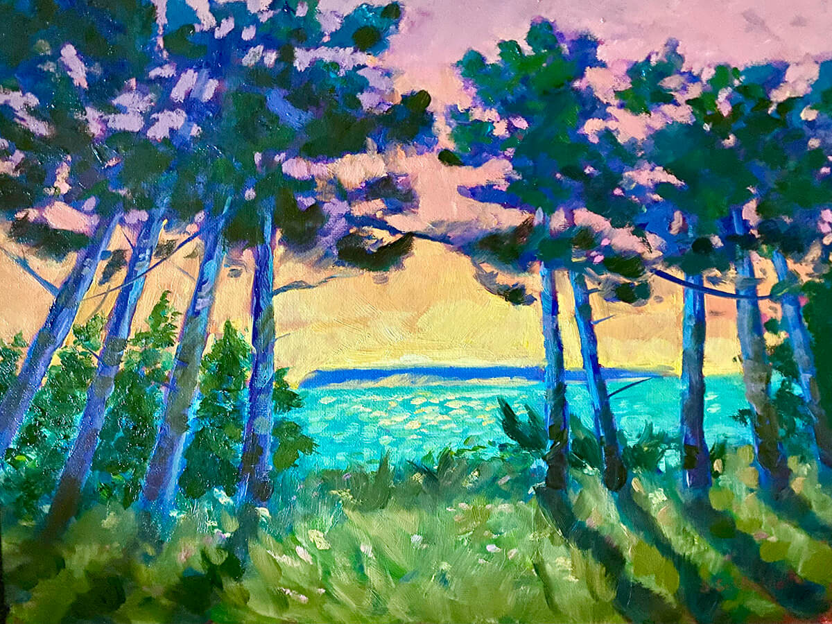 Port Oneida Sunset Painting by Stephanie Schlatter