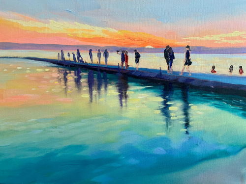 Pier Walking Painting by Stephanie Schlatter