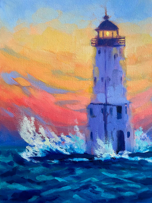Waves Crashing Frankfort Painting by Stephanie Schlatter